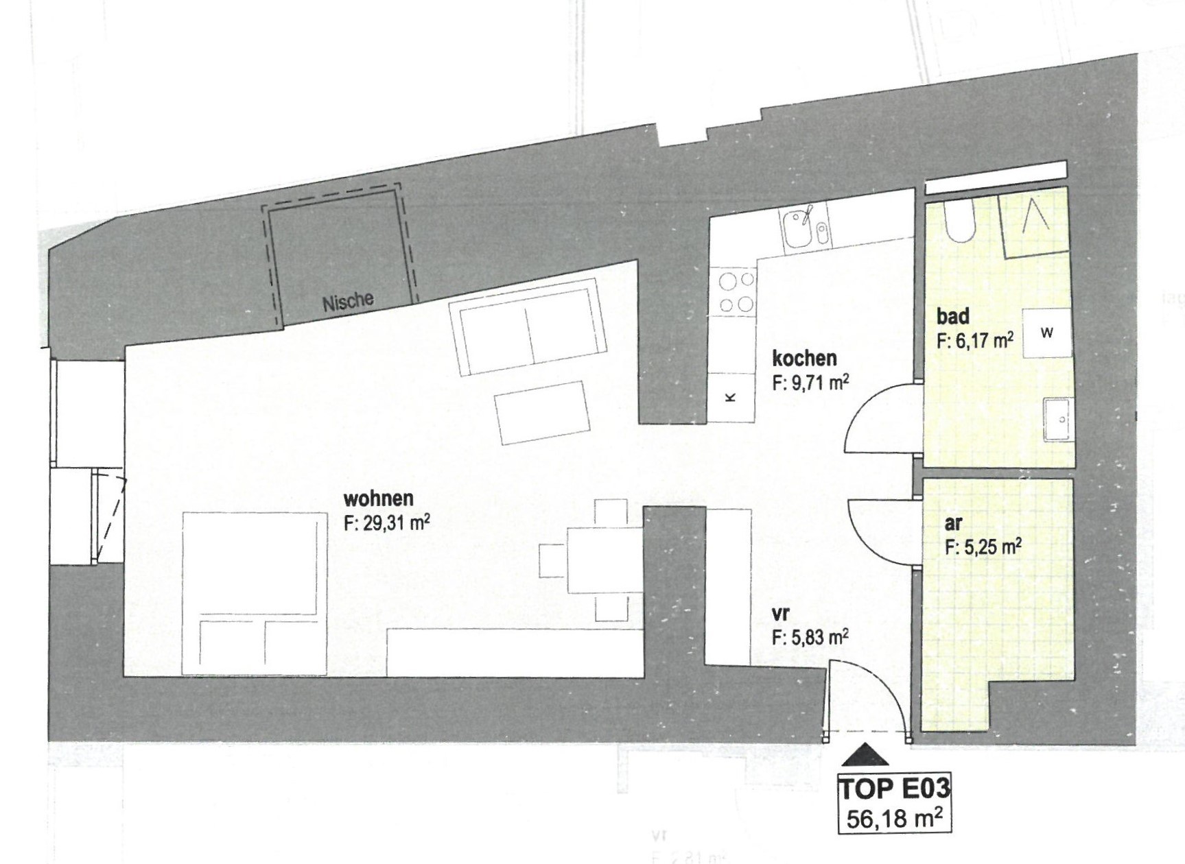 Anlegerwohnung Top E03, Garconniere mit getrennter Küche, dzt.. vermietet, Innsbruckerstraße 15, 6130 Schwaz, 6130 Schwaz, Wohnung